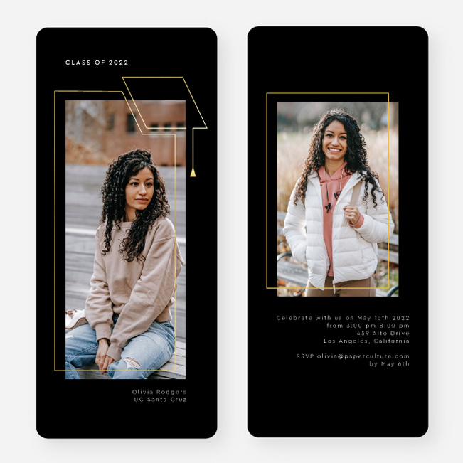 Foil Cap Frame Graduation Announcements & Graduation Invitations - Yellow