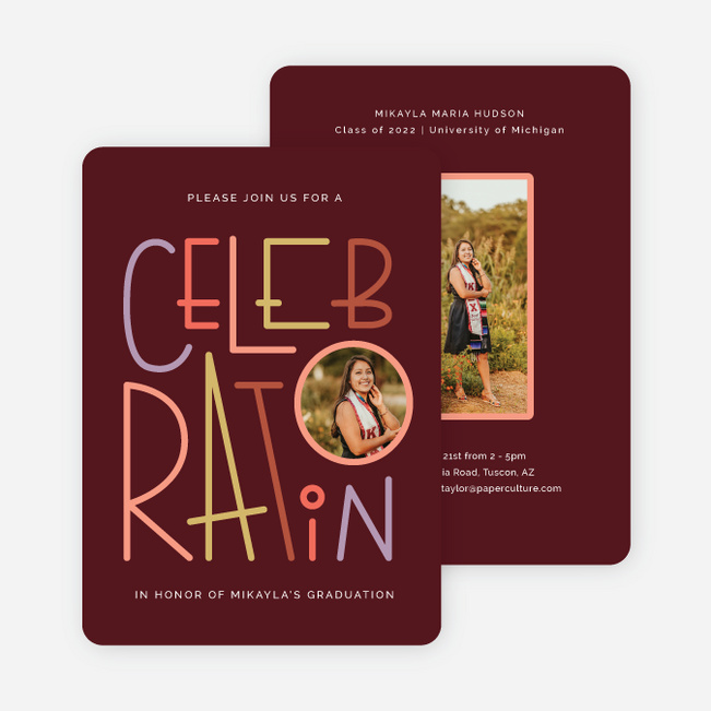 Celebration Moments Graduation Announcements & Graduation Invitations - Red