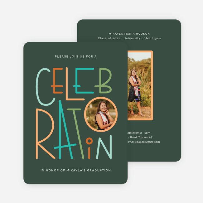 Celebration Moments Graduation Announcements & Graduation Invitations - Green