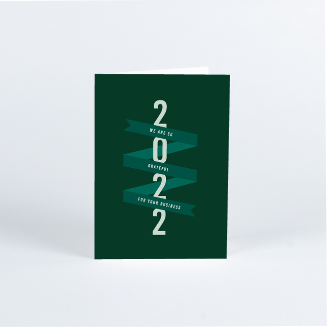 Gratitude Ribbon Business Holiday Cards - Green