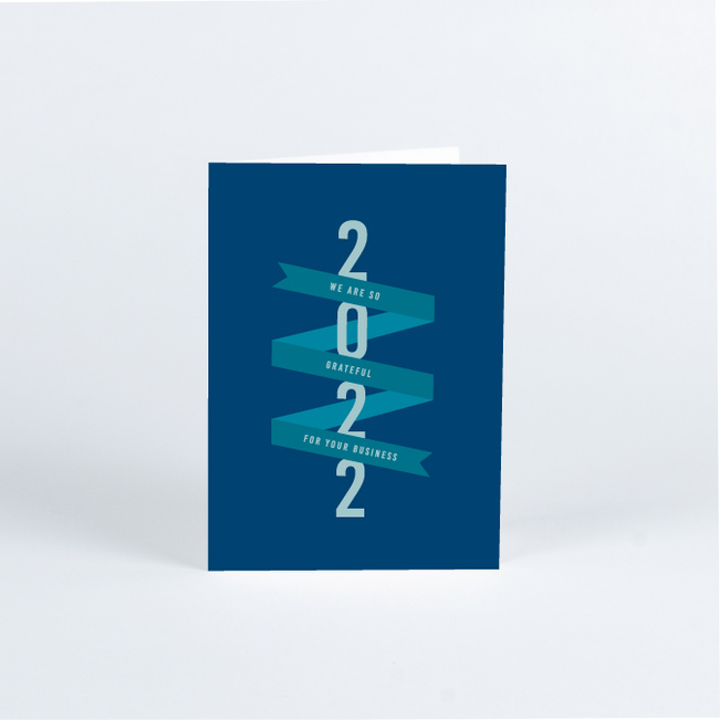 Gratitude Ribbon Business Holiday Cards - Blue