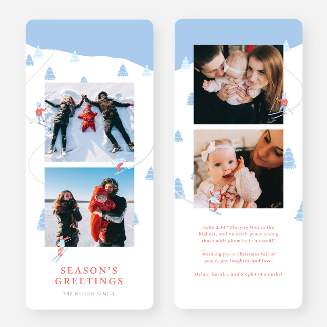 Ski Slopes Multi Photo Holiday Cards - Blue