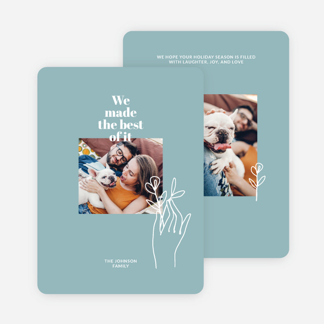 Flower Hand-Off Holiday Cards and Invitations - Blue