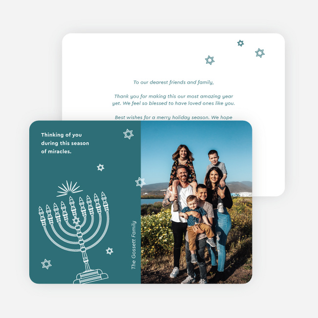 Geometric Menorah Hanukkah Cards - Blue