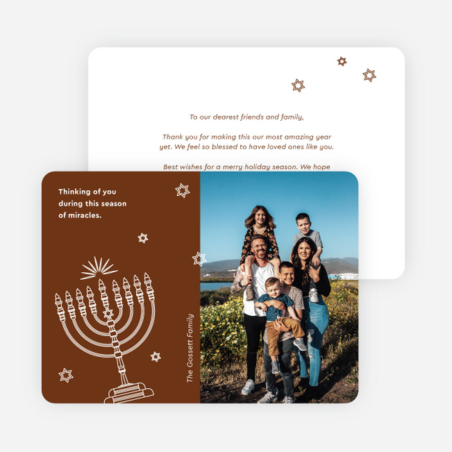 Geometric Menorah Hanukkah Cards - Brown
