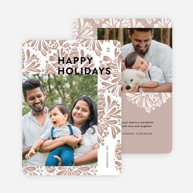 Inverted Baroque Holiday Cards and Invitations - Beige