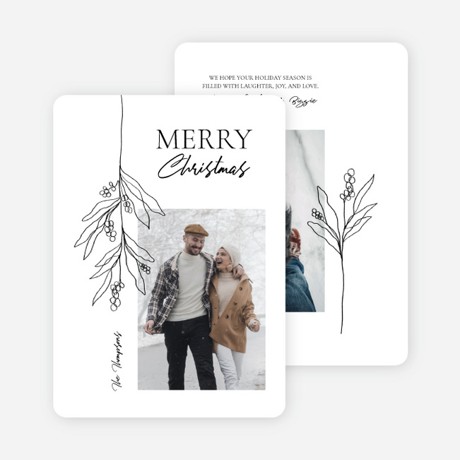 Mistletoe Stem Christmas Cards - White