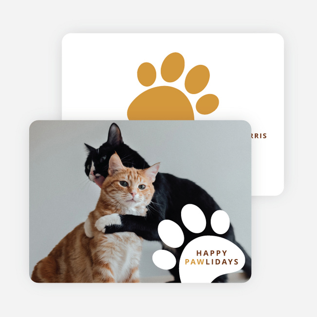 Pawliday Stamp Holiday Cards and Invitations - Yellow