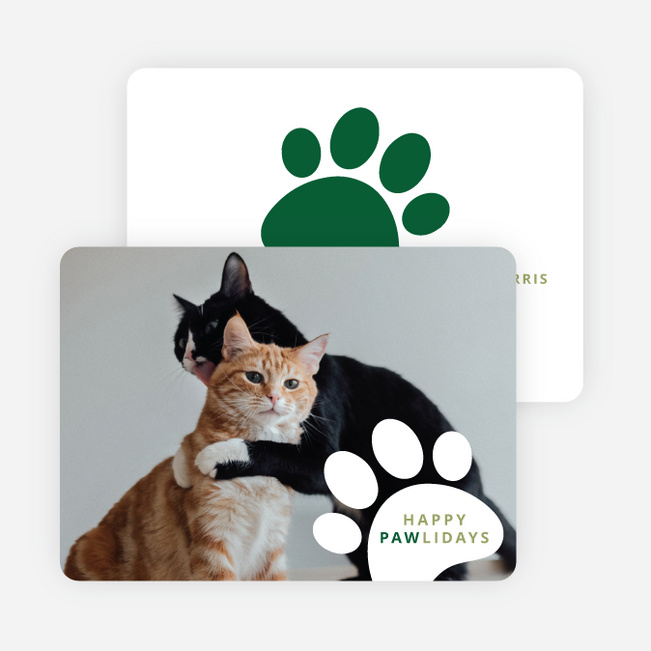 Pawliday Stamp Holiday Cards and Invitations - Green