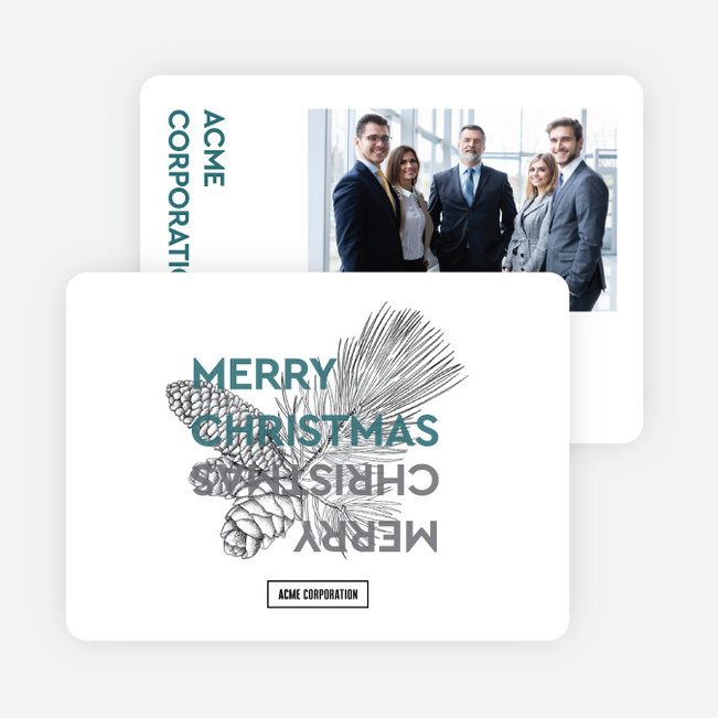 Pinecone Greeting Corporate Holiday Cards & Corporate Christmas Cards - Blue