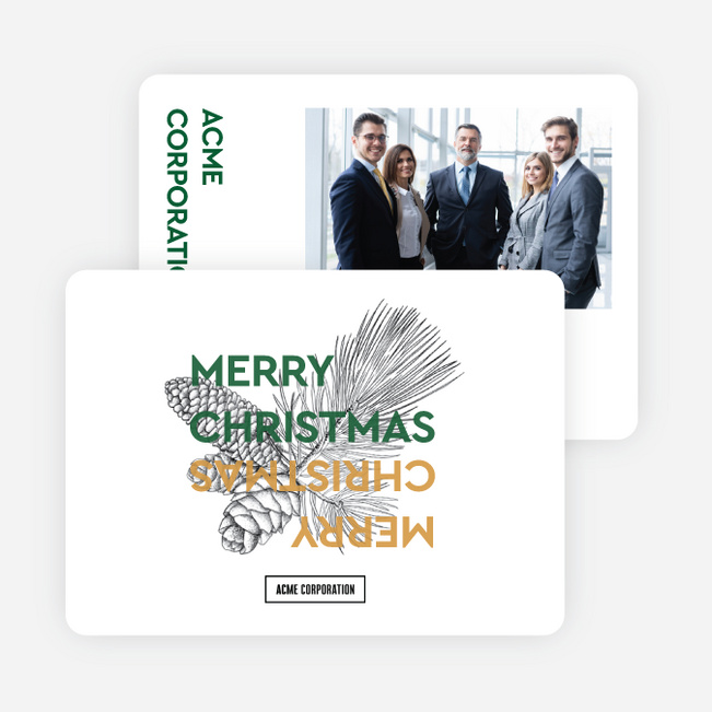Pinecone Greeting Corporate Holiday Cards & Corporate Christmas Cards - Green