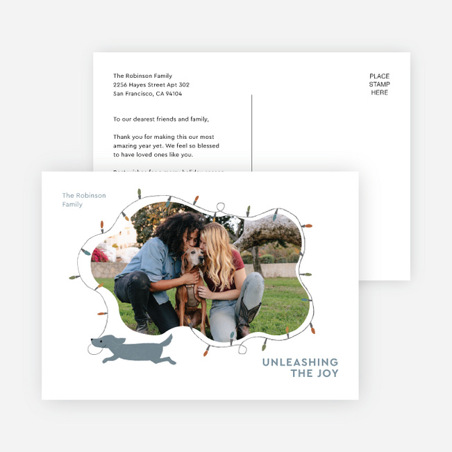 Unleashed Joy Holiday Cards and Invitations - Blue