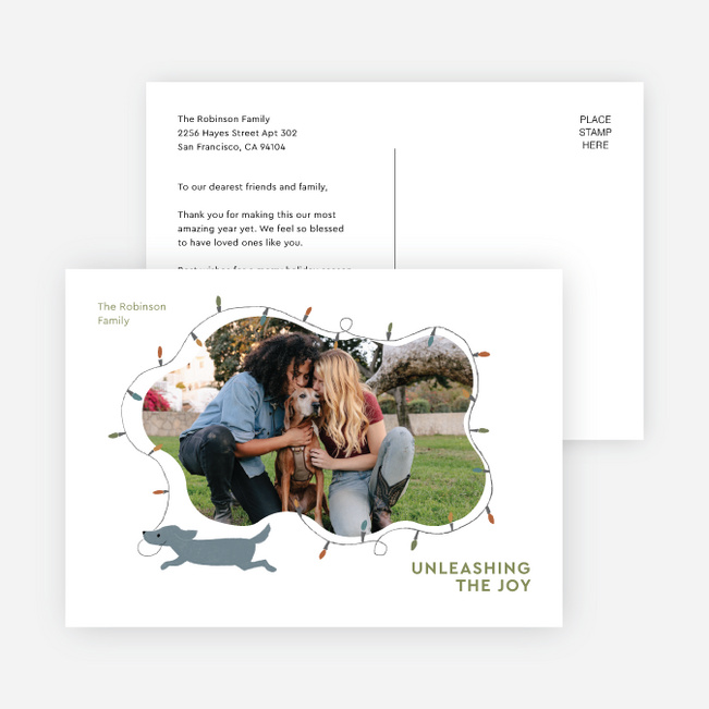 Unleashed Joy Holiday Cards and Invitations - Green