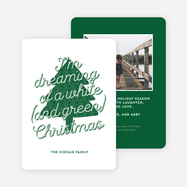 White & Green Dreams Christmas Cards - Green