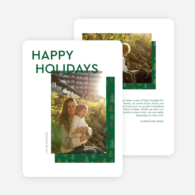 Backed by Trees Holiday Cards and Invitations - Green
