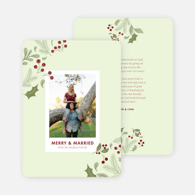 Holly Wreath Christmas Cards - Green