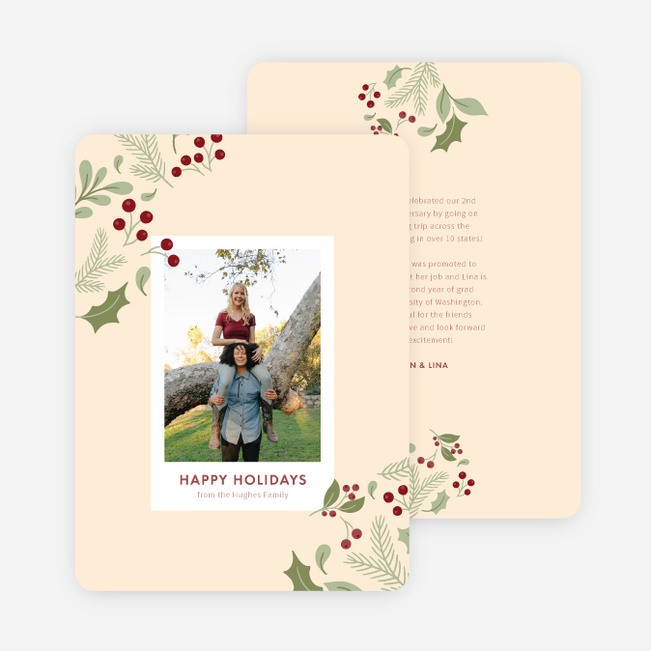 Holly Wreath Holiday Cards and Invitations - Yellow