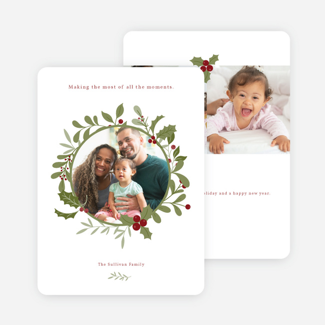 Hung Wreath Holiday Cards and Invitations - White