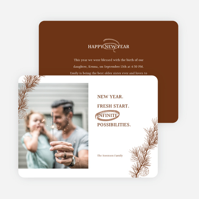 Infinite Possibilities New Year Cards and Invitations - Brown