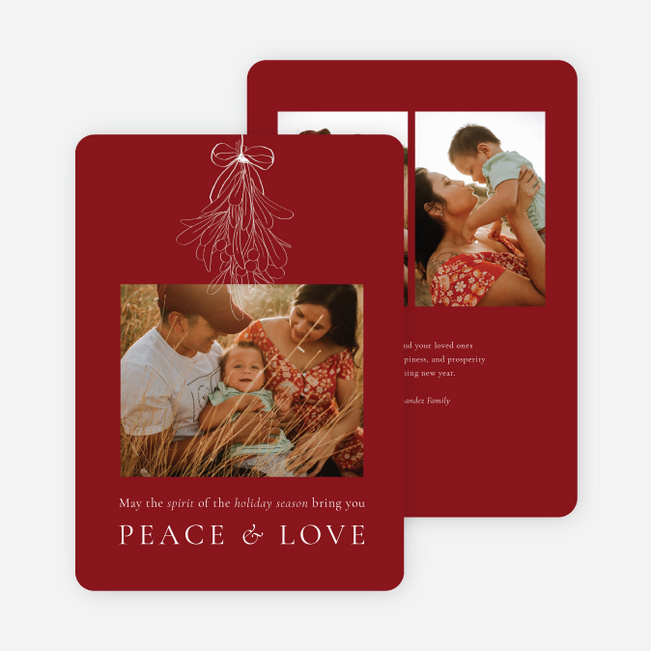 Mistletoe Peace Holiday Cards and Invitations - Red