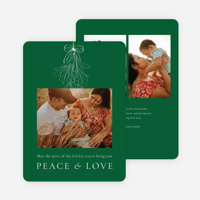 Mistletoe Peace Holiday Cards and Invitations - Green