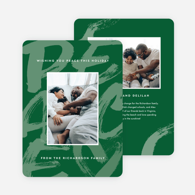 Paintbrush Peace Christmas Cards - Green