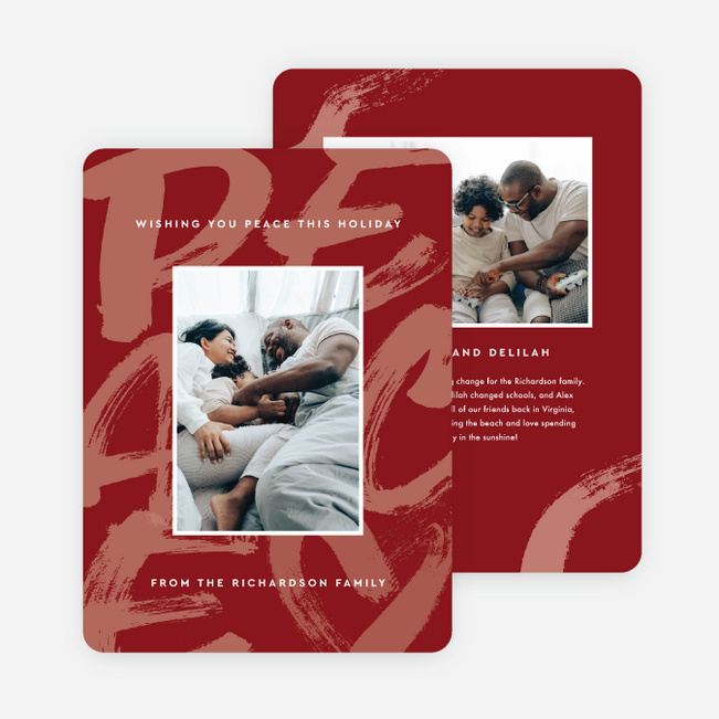 Paintbrush Peace Christmas Cards - Red