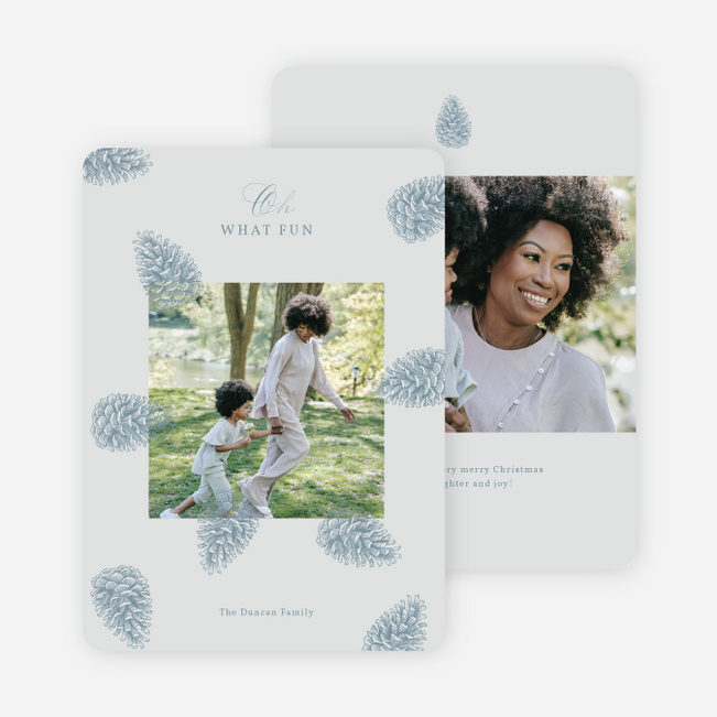 Pinecone Rain Christmas Cards - Blue