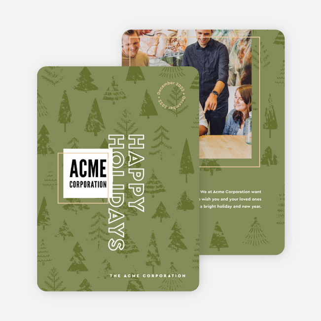 Seasonal Greenery Corporate Holiday Cards & Corporate Christmas Cards - Green