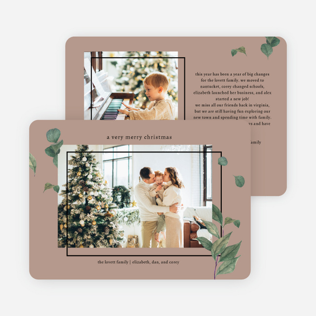 Foliage Frame Christmas Cards - Brown