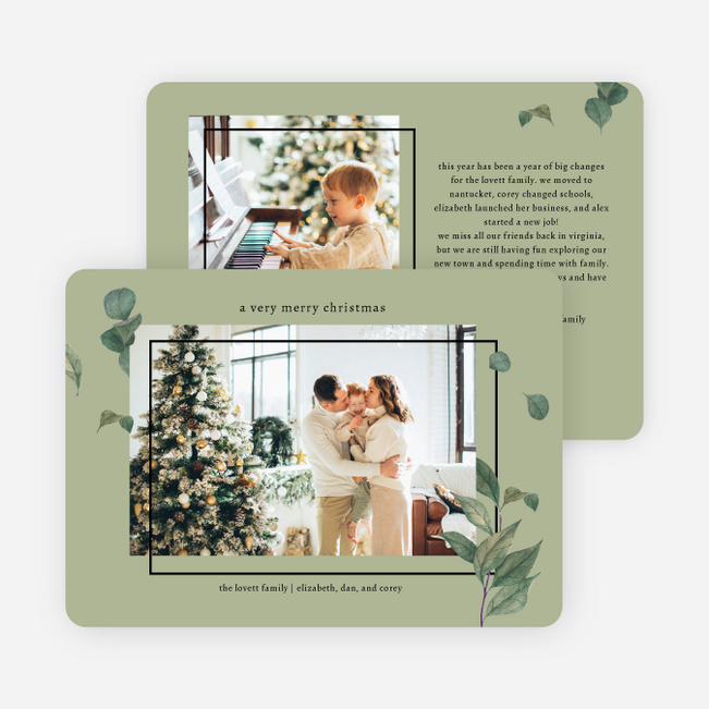 Foliage Frame Christmas Cards - Green
