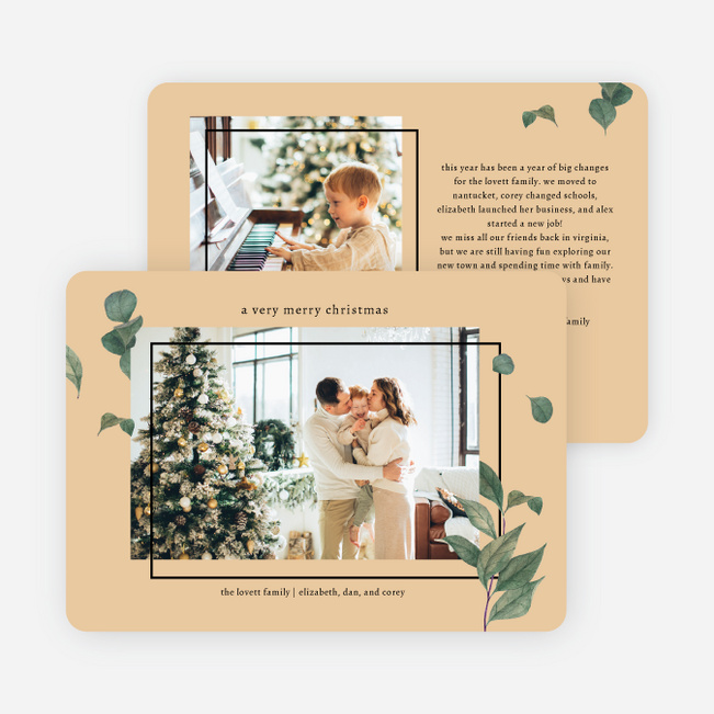 Foliage Frame Christmas Cards - Yellow