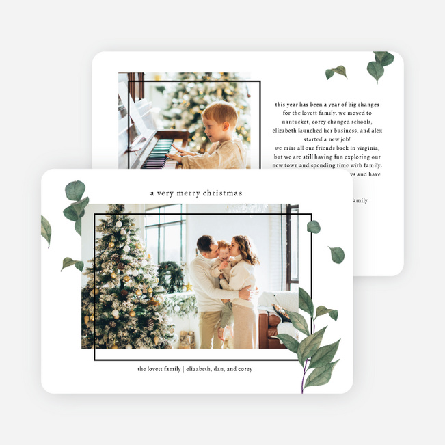 Foliage Frame Christmas Cards - White