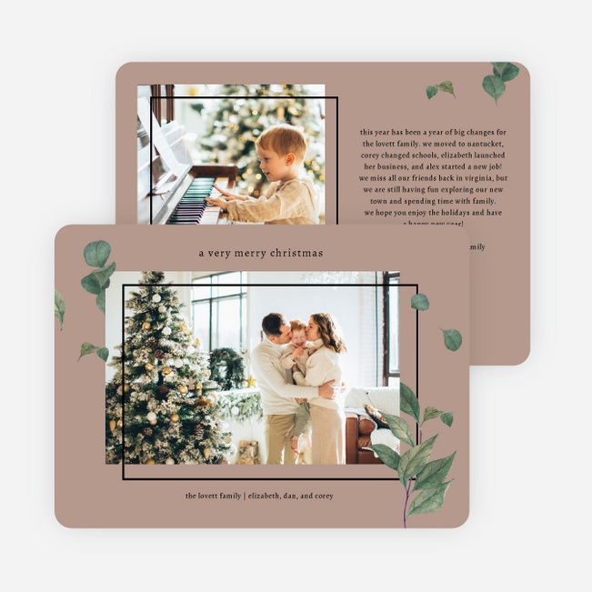Foliage Frame Christmas Cards - Brown
