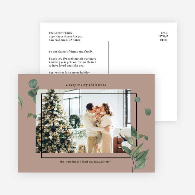 Foliage Frame Christmas Cards - Brown