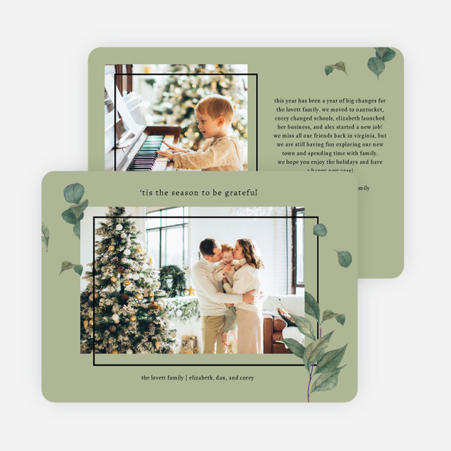 Foliage Frame Holiday Cards and Invitations - Green