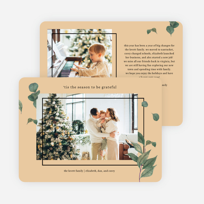 Foliage Frame Holiday Cards and Invitations - Yellow