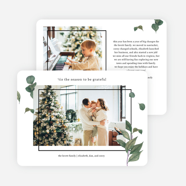 Foliage Frame Holiday Cards and Invitations - White