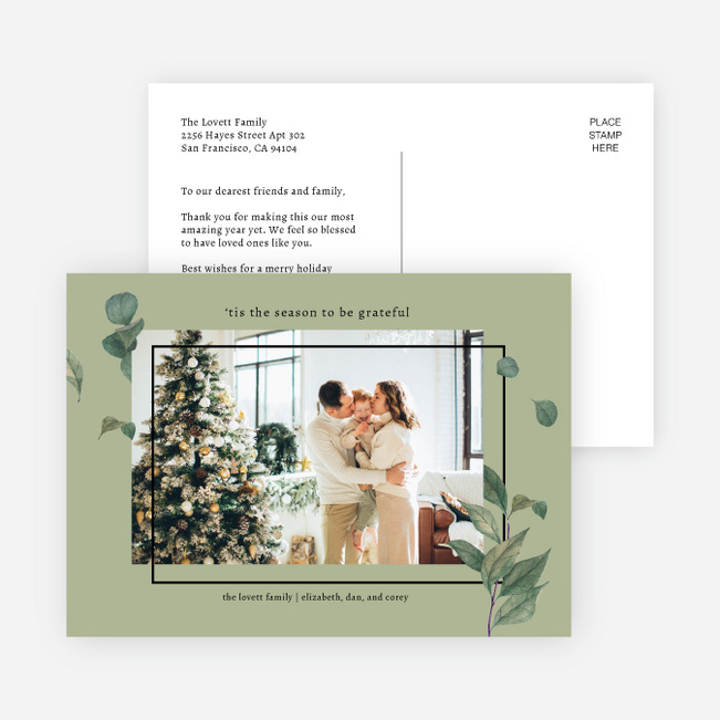 Foliage Frame Holiday Cards and Invitations - Green