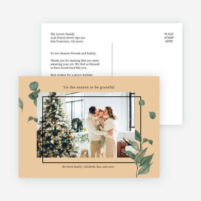 Foliage Frame Holiday Cards and Invitations - Yellow