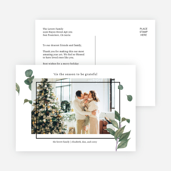 Foliage Frame Holiday Cards and Invitations - White