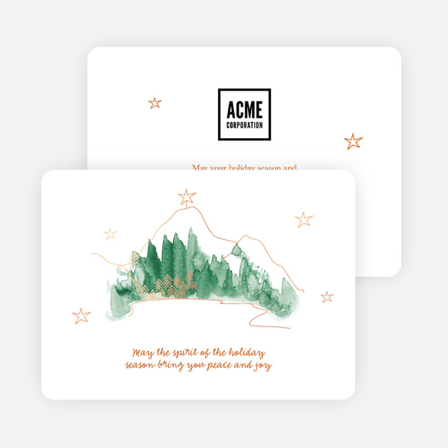 Seasonal Landscape Corporate Holiday Cards & Corporate Christmas Cards - Pink