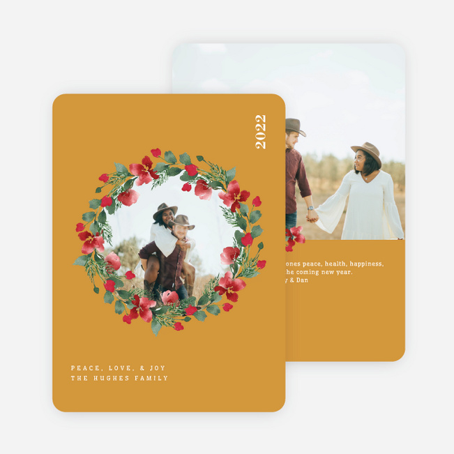 Wreath Highlight Holiday Cards and Invitations - Yellow