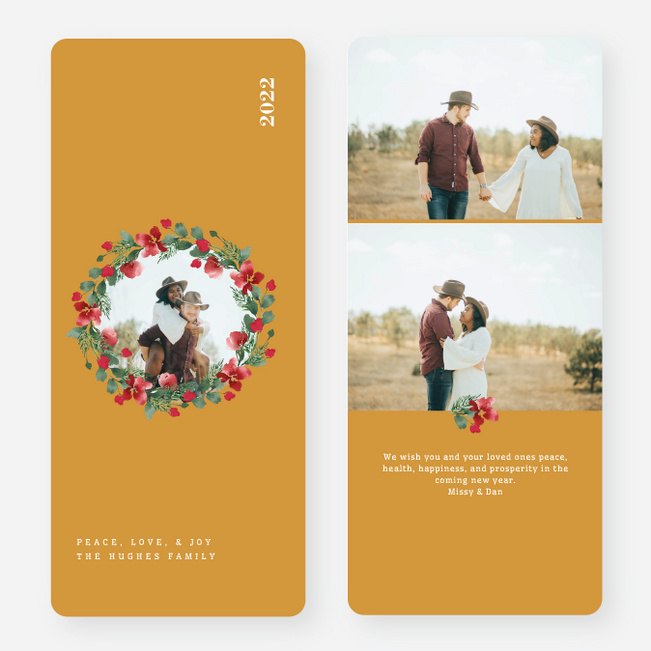 Wreath Highlight Holiday Cards and Invitations - Yellow