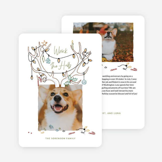 Wreck The Halls Holiday Cards and Invitations - Green