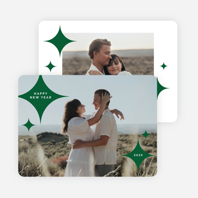 Sprinkling of Stars New Year Cards and Invitations - Green
