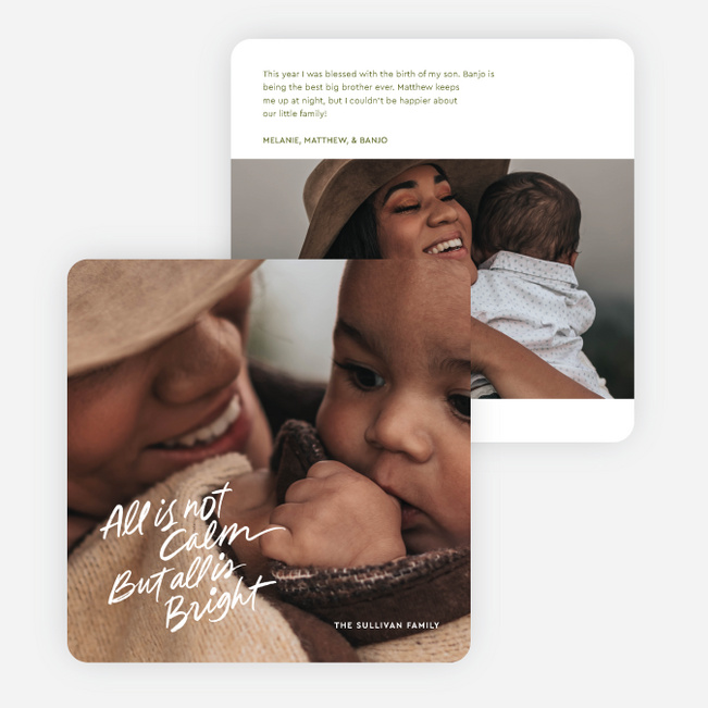 All is Bright Holiday Cards and Invitations - Green