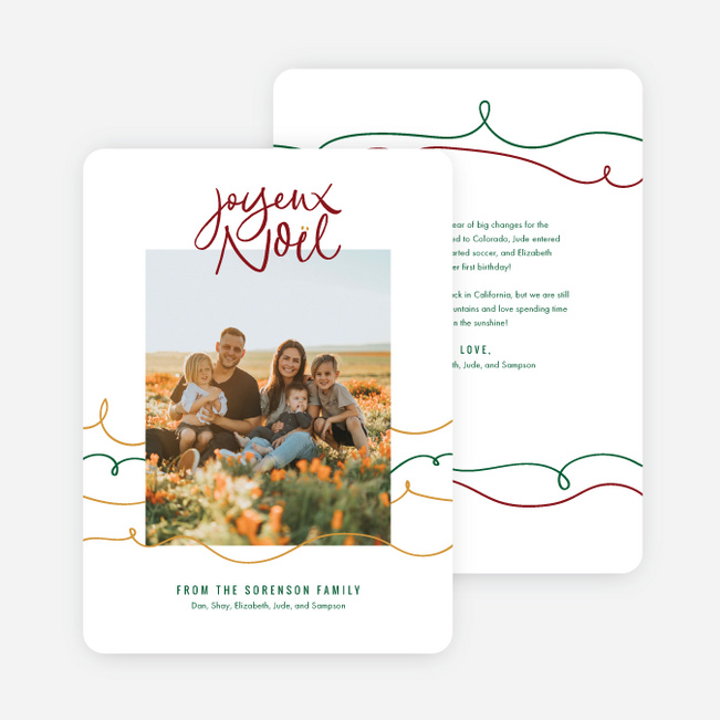 Warm Joyeux Noel Christmas Cards - Green