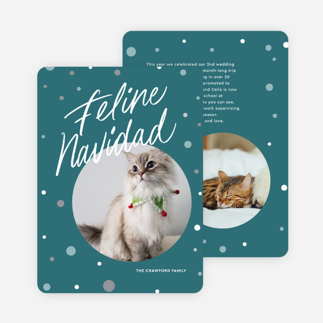 Feline Navidad Holiday Cards and Invitations - Blue
