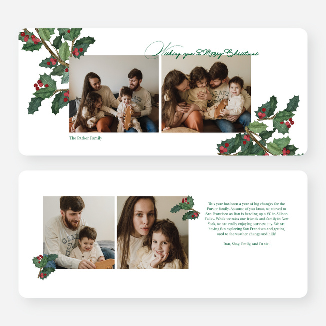 Grateful Holly Christmas Cards - Green